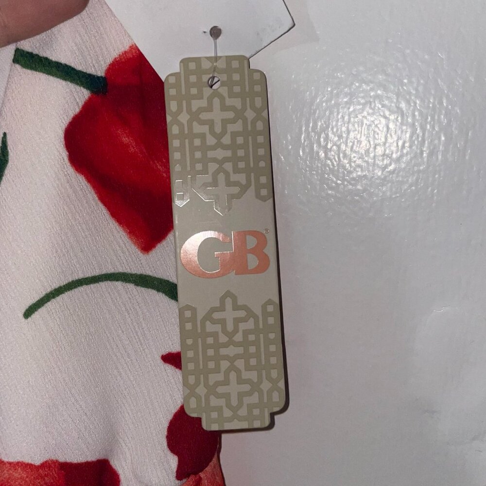GB Gianni Bini Spaghetti Strap‎ White Red Floral Wrap Maxi Dress Size XS - Picture 11 of 12